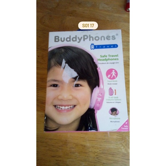 BuddyPhones Kids Safe Durable Foldable Travel Wired Headset Pink In Color B040 - Picture 1 of 4